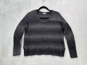 James Perse Sweater Womens 1 Gray Alpaca Wool Scoop Neck Striped Knit Pullover